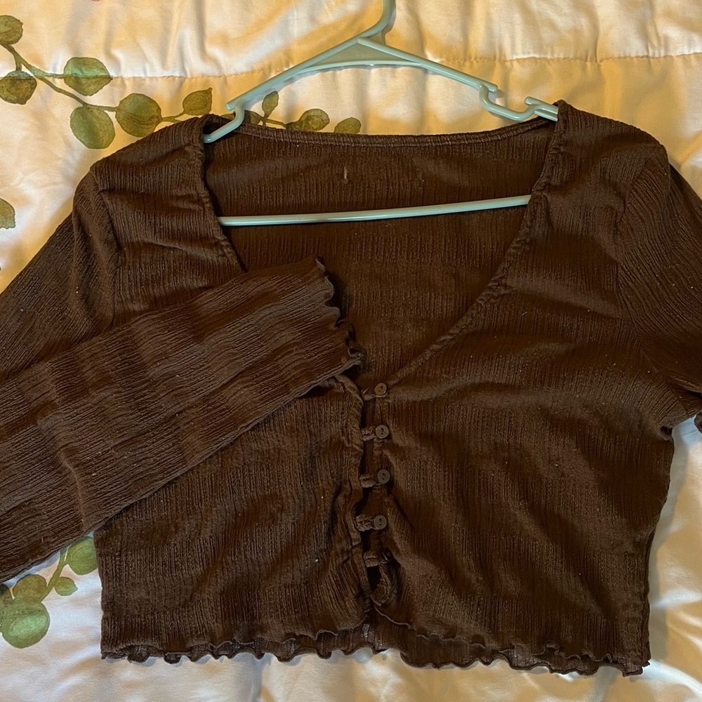 Extra Cropped Brown Cardigan